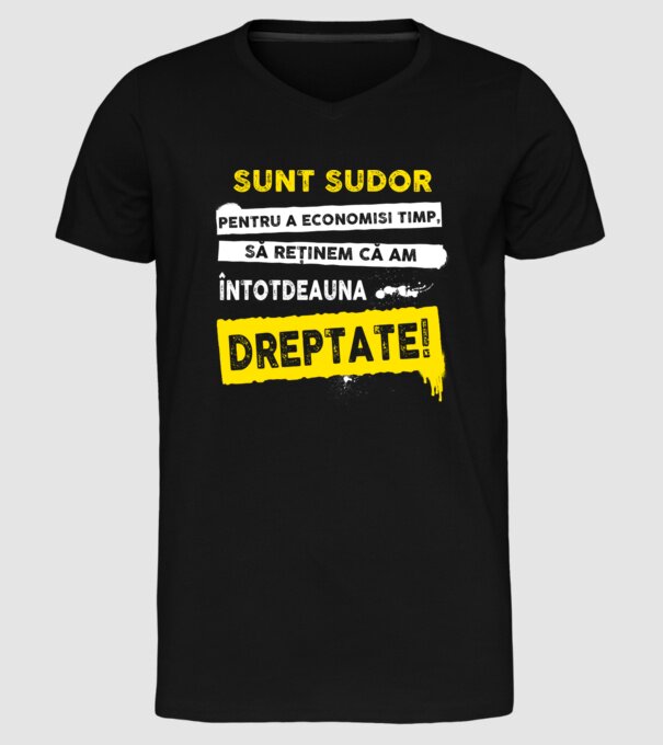 Sunt sudor, pentru a economisi timp, să reținem că am întotdeauna dreptate! model negru pe tricou