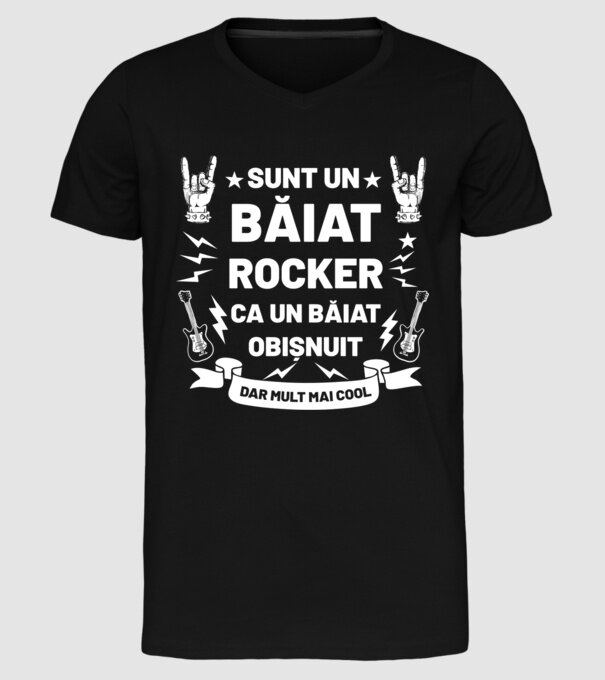 Sunt un băiat rocker, ca un băiat obișnuit, dar mult mai cool model negru pe tricou