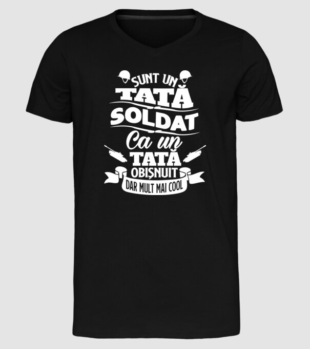 Sunt_un tată soldat model negru pe tricou
