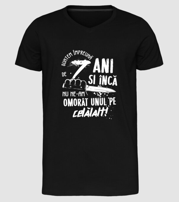 Suntem împreună de 7 ani model negru pe tricou