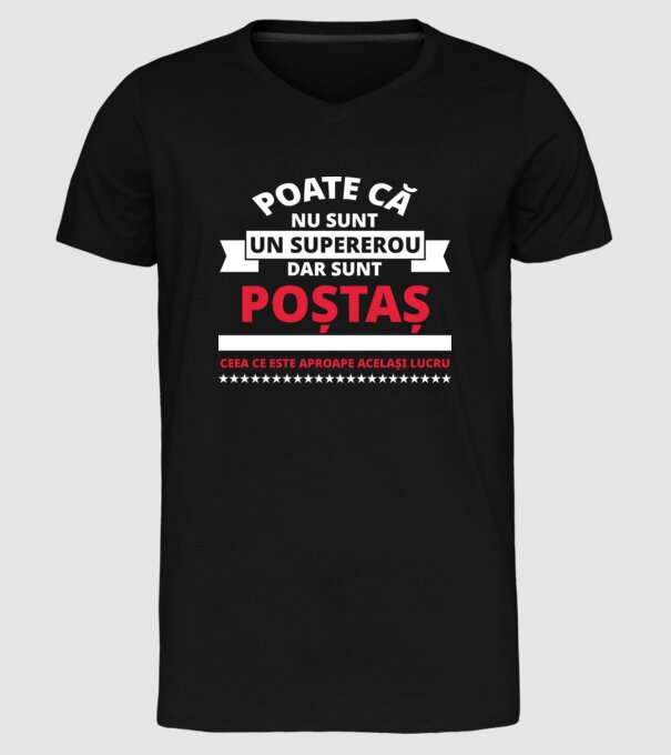 Supererou poştaş model negru pe tricou