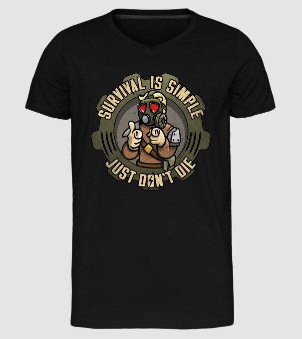Survival model negru pe tricou