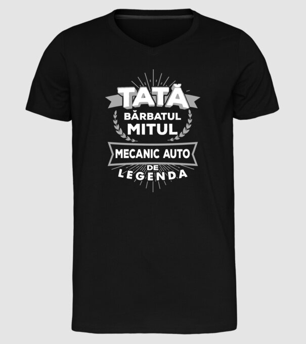 Tată - bărbatul, mitul, mecanic auto de legendă model negru pe tricou
