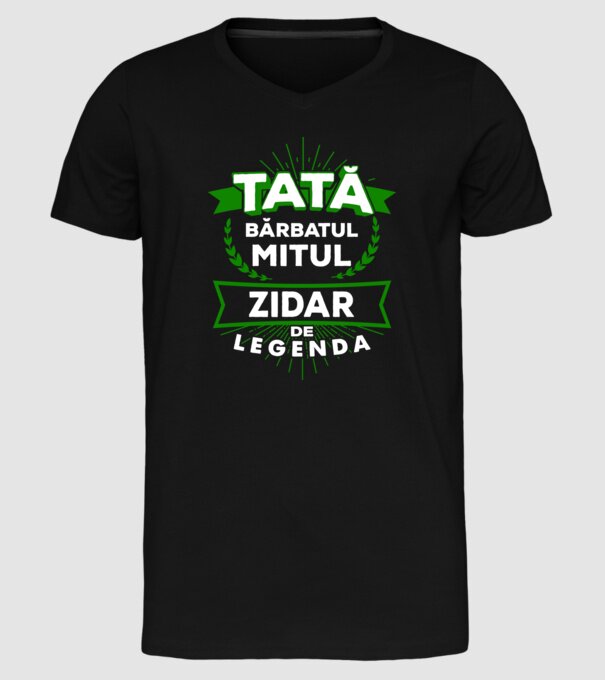 Tată - bărbatul, mitul, zidar de legendă model negru pe tricou