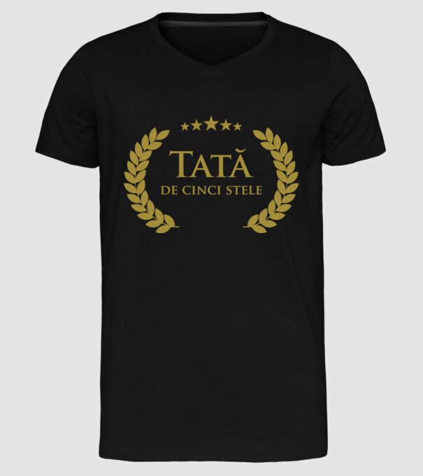 Tată de cinci stele model negru pe tricou