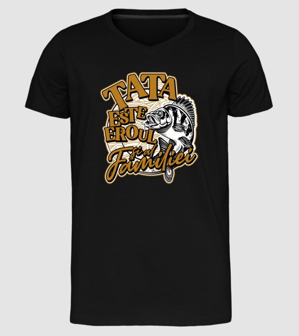 Tata este eroul apelor și al familiei model negru pe tricou