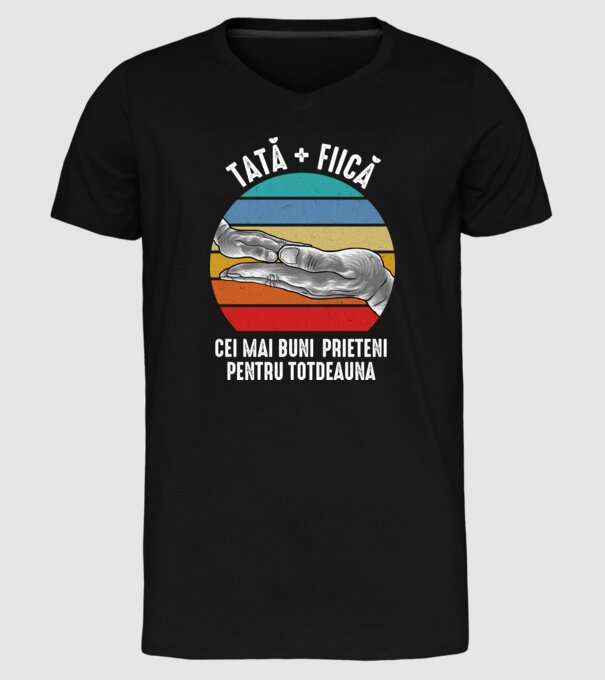 Tată - fiică Cei mai buni prieteni pentru totdeauna model negru pe tricou