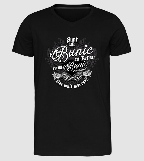 Sunt un bunic cu tatuaj, ca un bunic obișnuit, dar mult mai cool! model negru pe tricou