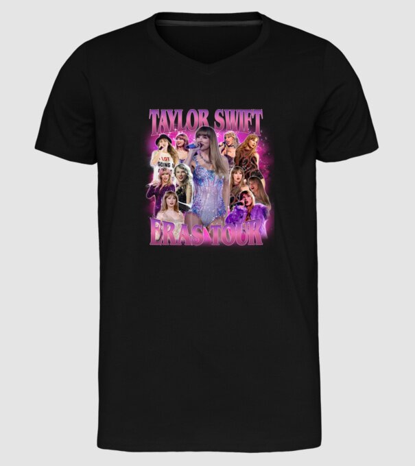 Taylor Swift ERAS bootleg 01 model negru pe tricou