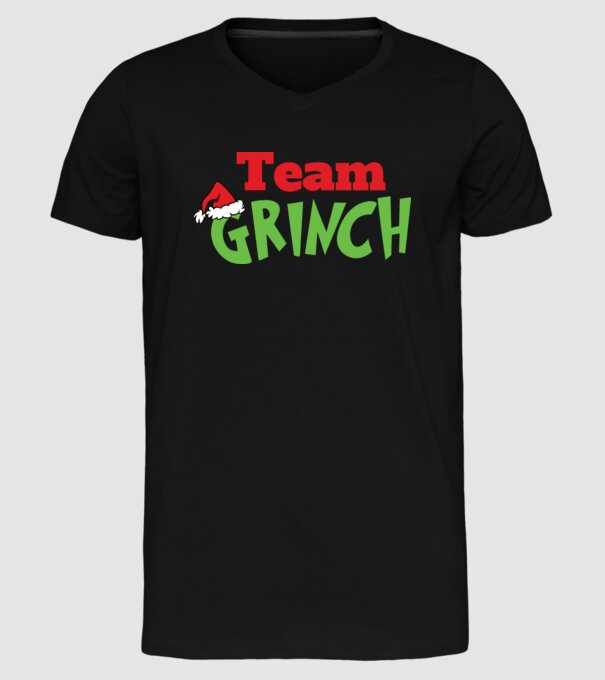 Team Grinch model negru pe tricou