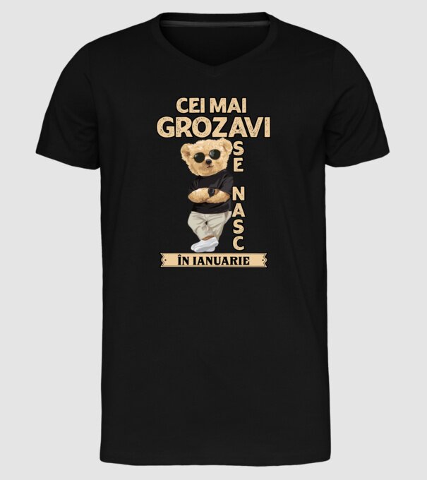 Teddy cel cool ianuarie model negru pe tricou