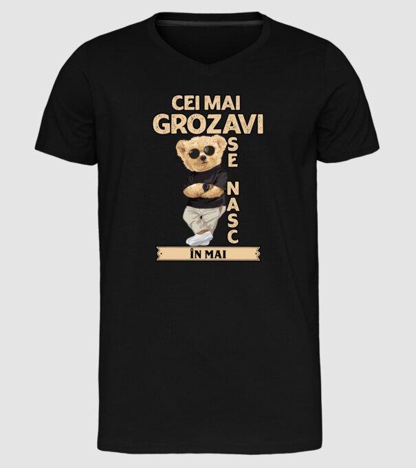 Teddy cel cool Mai model negru pe tricou