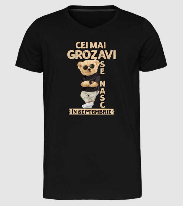 Teddy cel cool Septembrie model negru pe tricou