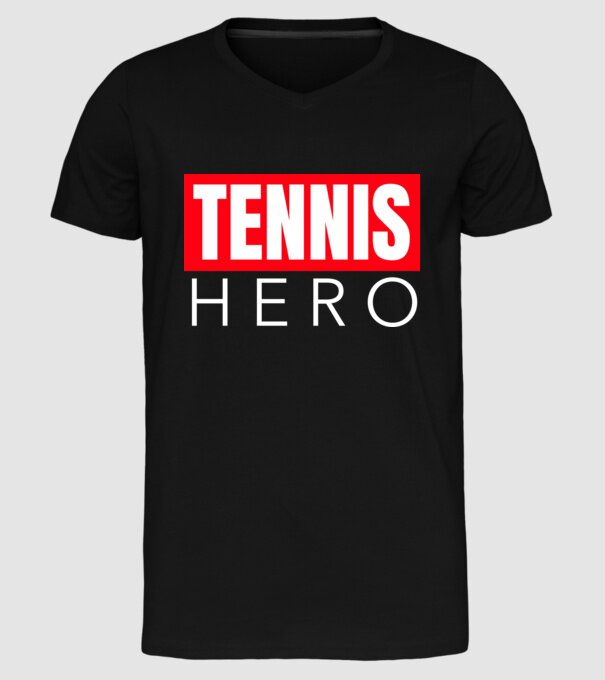 TENNIS HERO model negru pe tricou