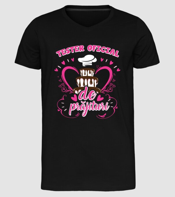 tester oficial de prăjituri model negru pe tricou