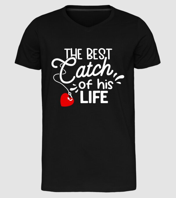 The best catch fehér model negru pe tricou
