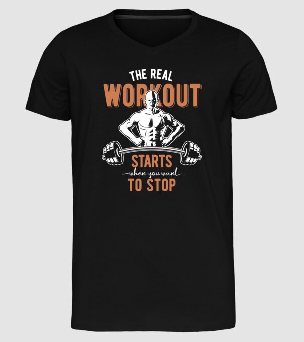 The Real Workout model negru pe tricou