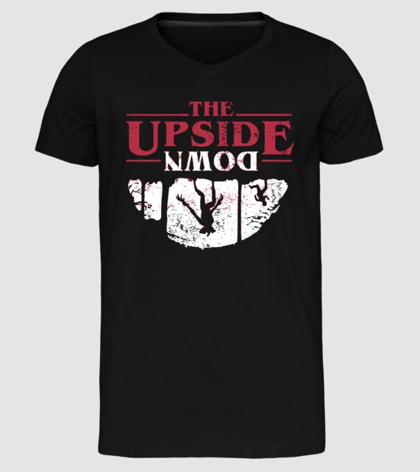 the upside down logo model negru pe tricou