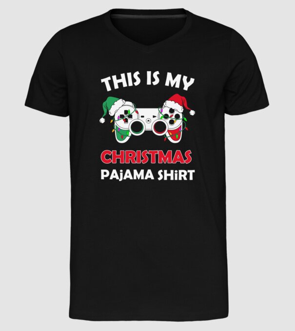 This is my christmas pajama model negru pe tricou