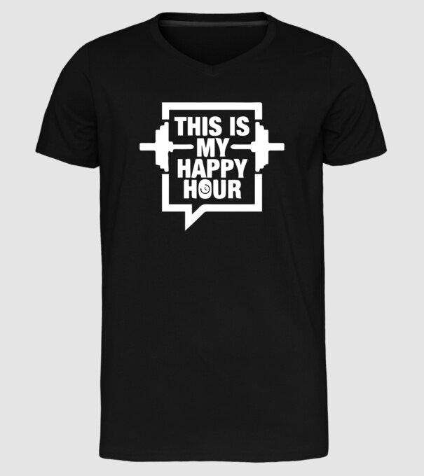 this is my happy hour model negru pe tricou