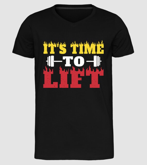 Time to lift model negru pe tricou