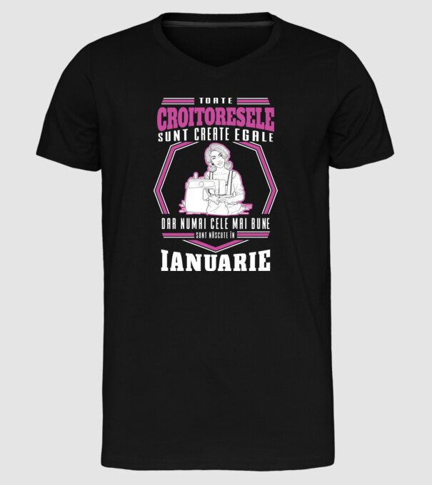 Toate croitoresele ianuarie model negru pe tricou