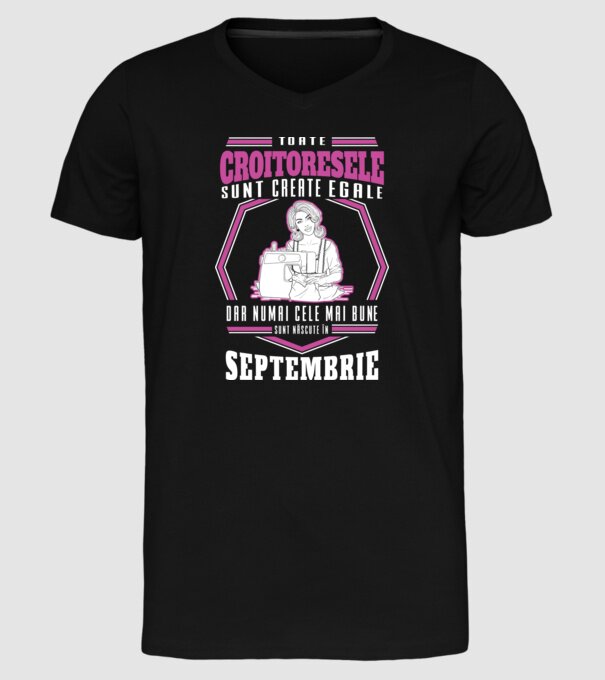 Toate croitoresele septembrie model negru pe tricou