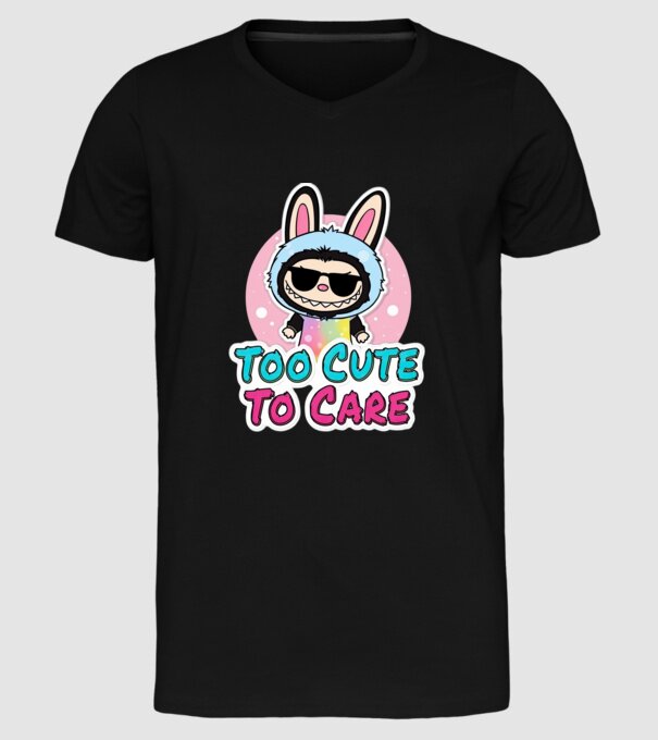 Too cute to care model negru pe tricou