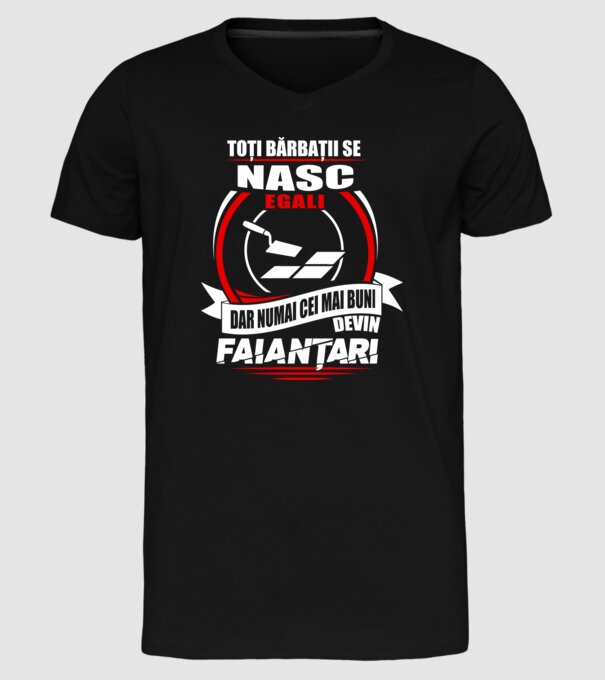 Toți bărbații se nasc egali faianțari model negru pe tricou