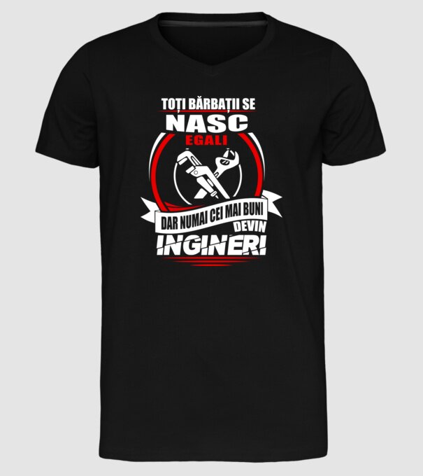 Toți bărbații se nasc egali ingineri model negru pe tricou