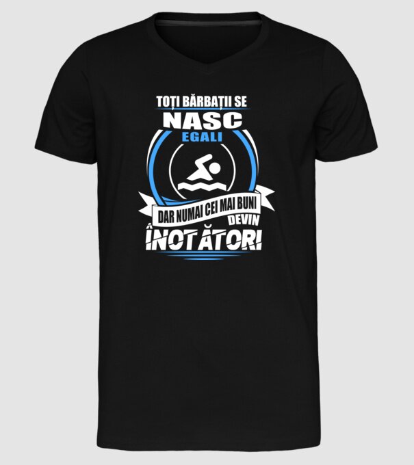 Toți bărbații se nasc egali înotători model negru pe tricou