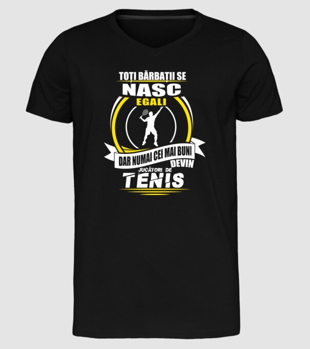 Toți bărbații se nasc egali jucătorii de tenis model negru pe tricou