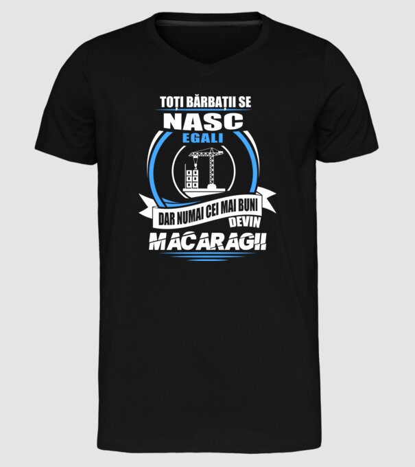 Toți bărbații se nasc egali macaragii model negru pe tricou
