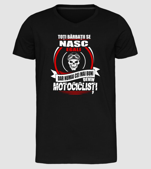 Toți bărbații se nasc egali motocicliști model negru pe tricou