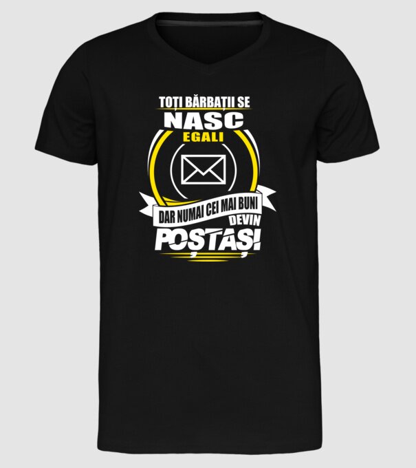 Toți bărbații se nasc egali poștași model negru pe tricou