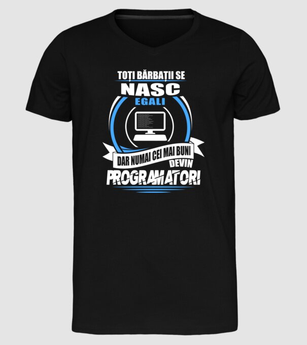 Toți bărbații se nasc egali programatori model negru pe tricou