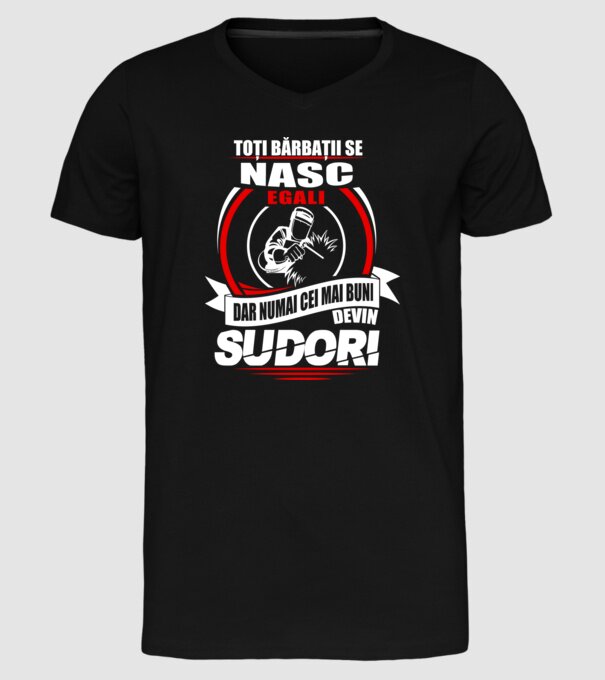 Toți bărbații se nasc egali sudori model negru pe tricou