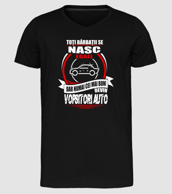 Toți bărbații se nasc egali vopsitori auto model negru pe tricou
