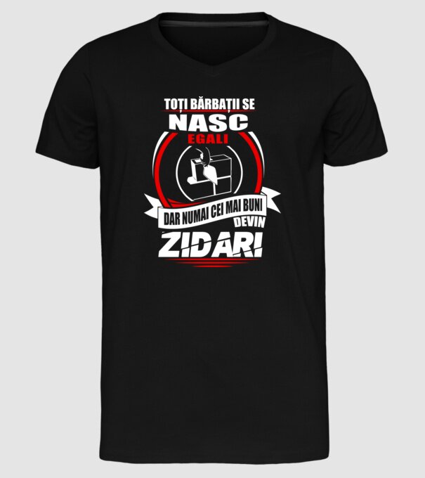 Toți bărbații se nasc egali zidari model negru pe tricou