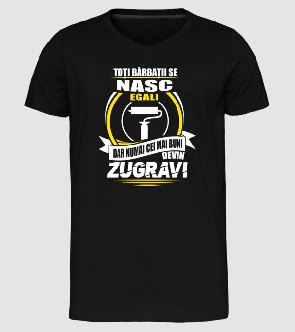 Toți bărbații se nasc egali zugravi model negru pe tricou