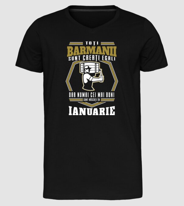 Toți barmanii creați egali ianuarie model negru pe tricou