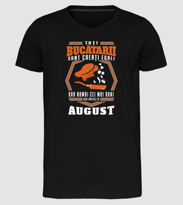 Toți bucătarii sunt creați egali August model negru pe tricou