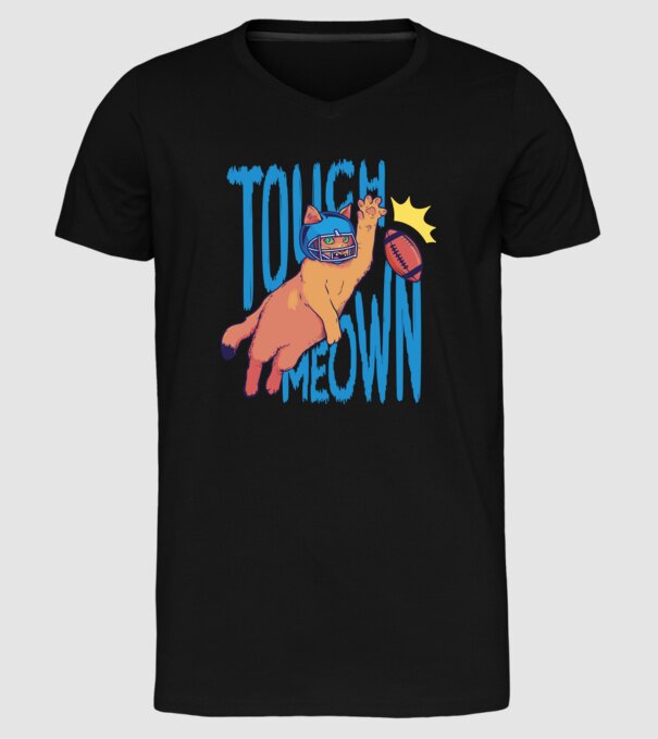 Touch Meow model negru pe tricou