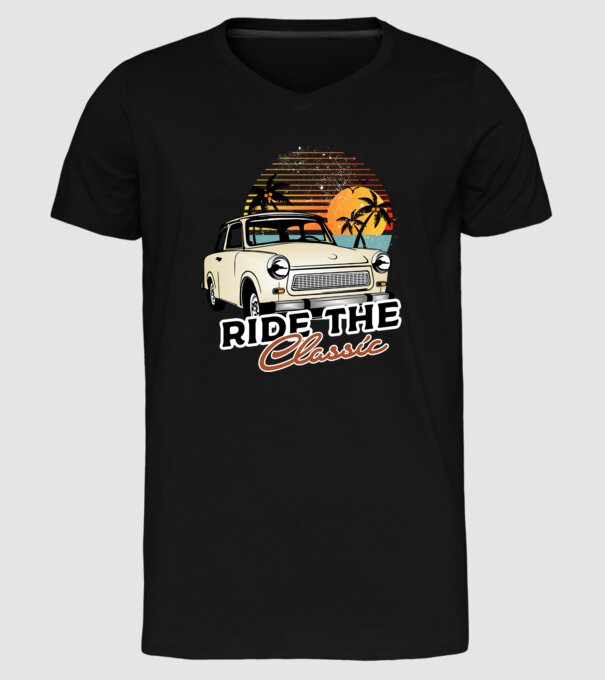 Trabant Ride The Classic model negru pe tricou