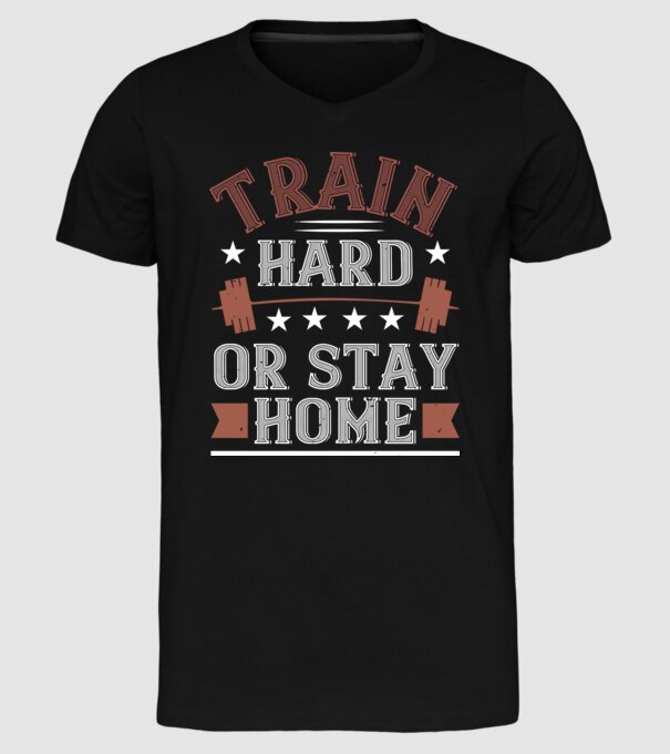 Train Hard model negru pe tricou