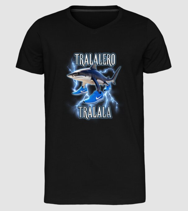 Tralalero Tralala model negru pe tricou