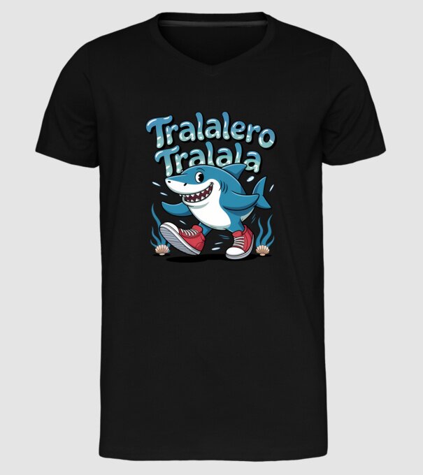 Tralalero Tralala drăguț model negru pe tricou