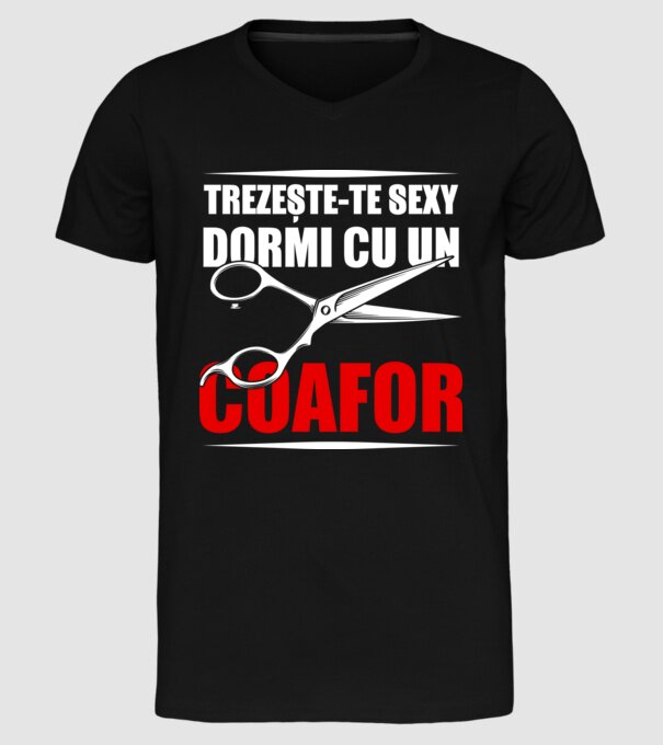 Trezește-te sexy, dormi cu un coafor model negru pe tricou