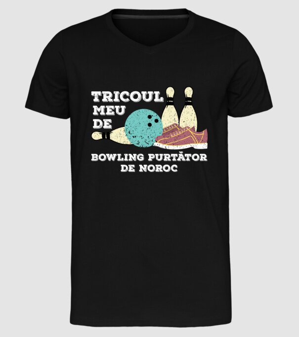 tricoul meu de bowling purtător de noroc model negru pe tricou