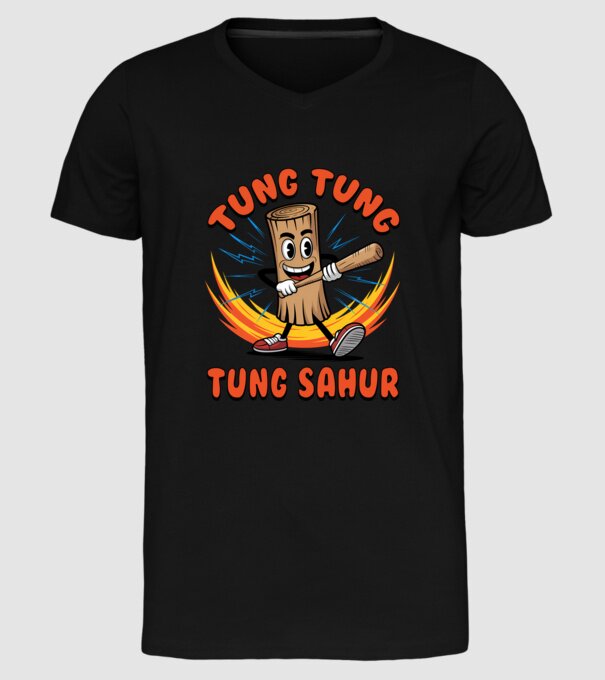 Tung Tung Tung Sahur drăguț model negru pe tricou